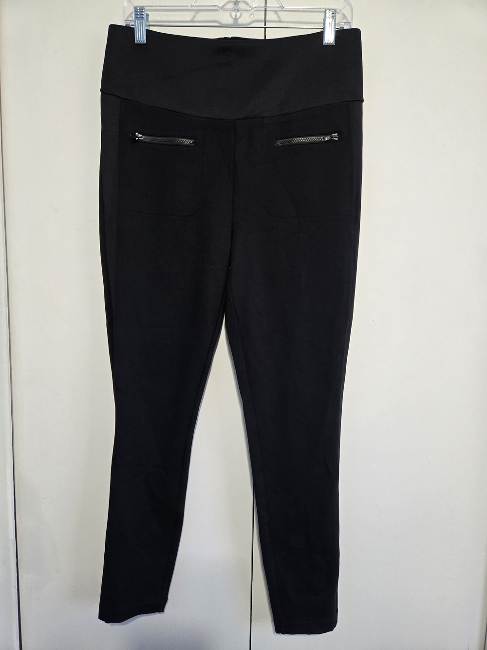 Cabi Black Pull On Pants Womens Medium Slim Ankle Stretch Career Work Zipper